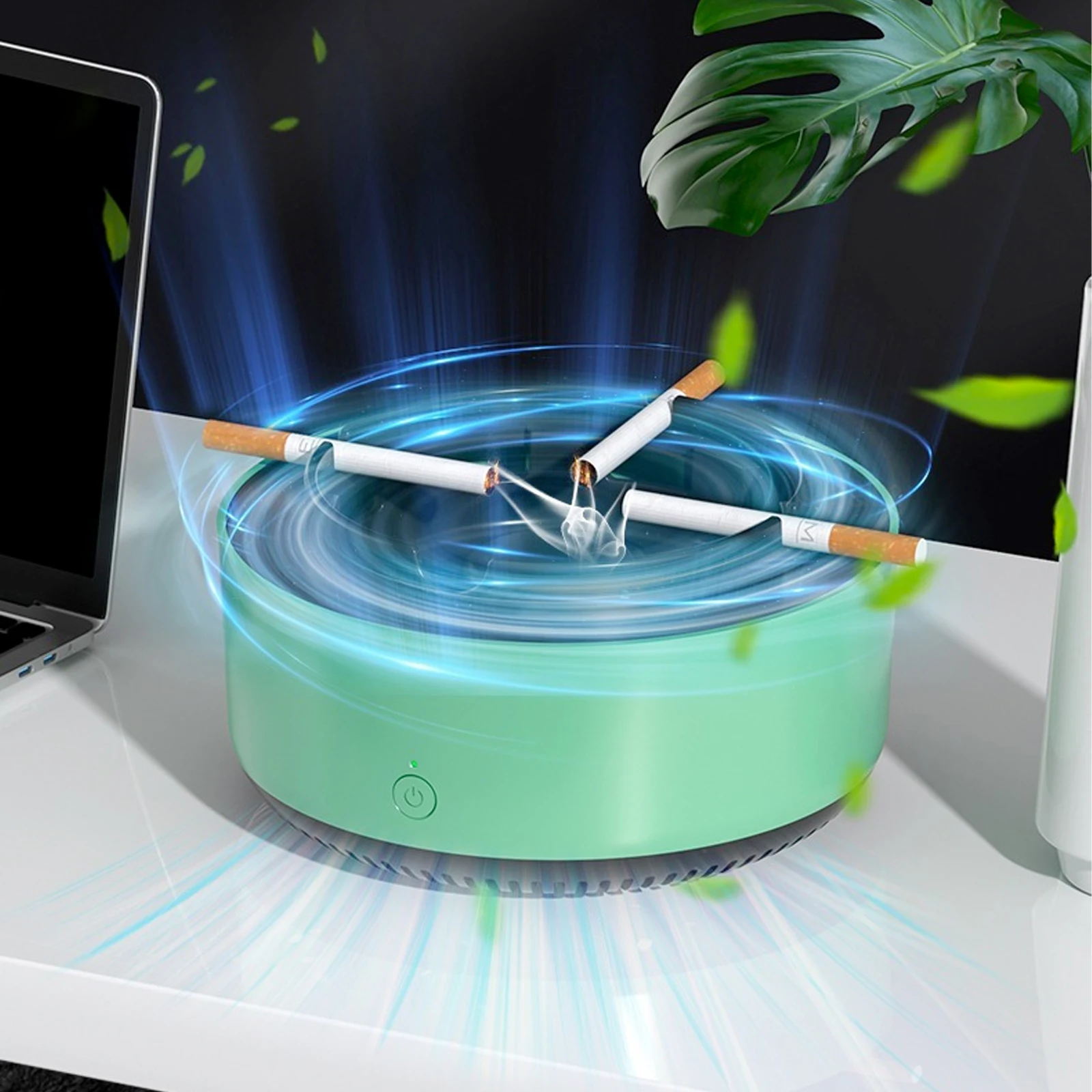 360° Surround Suction Intelligent Air Purification Ashtray, Indoor Household Intelligent Ashtray, Smart Cigarette Ashtray Air Pu