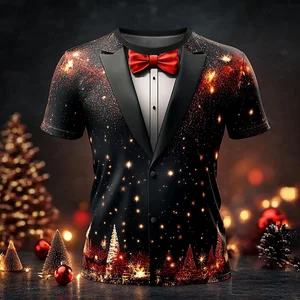 Men's Christmas T -Shirt Printing 3D Casual Sleeve Sleeve T -Shirt Fashion Street Creing Neck Pullover Men 10 Main Sales Men's 3D Shirt - №9
