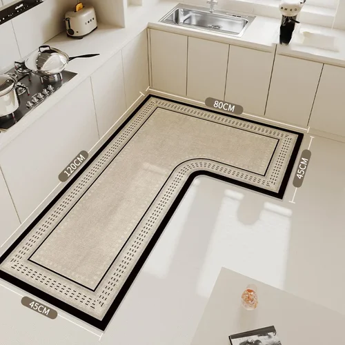 주방 바닥 매트 PVC 물 흡수 미끄럼 방지 카펫, 속건성 흡수 러그, L자형 발 매트 
