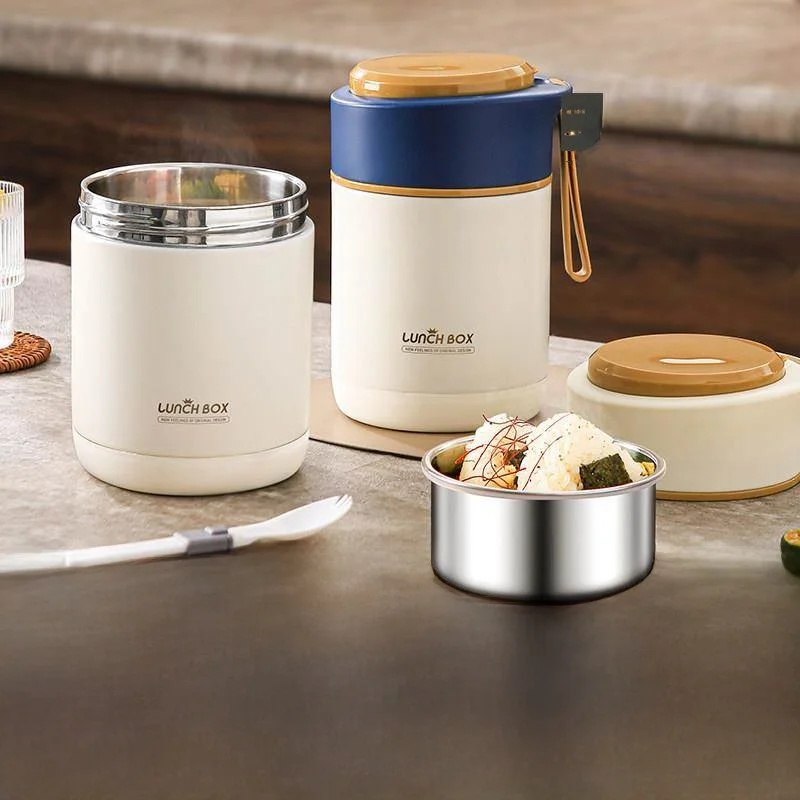 

Portable Double Layer Stainl Steel Insulated Lunch Box with Long Term Heating Function for Office Workers Breakfast Cup So...