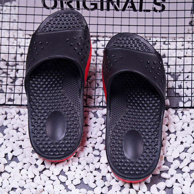 رجل المطاط الشريحة النعال صنادل شاطئ مسطحة الصيف الشرائح غير رسمية في الهواء الطلق داخلي أحذية المنزل زائد حجم كبير 49 50 51 52 53 54 #4