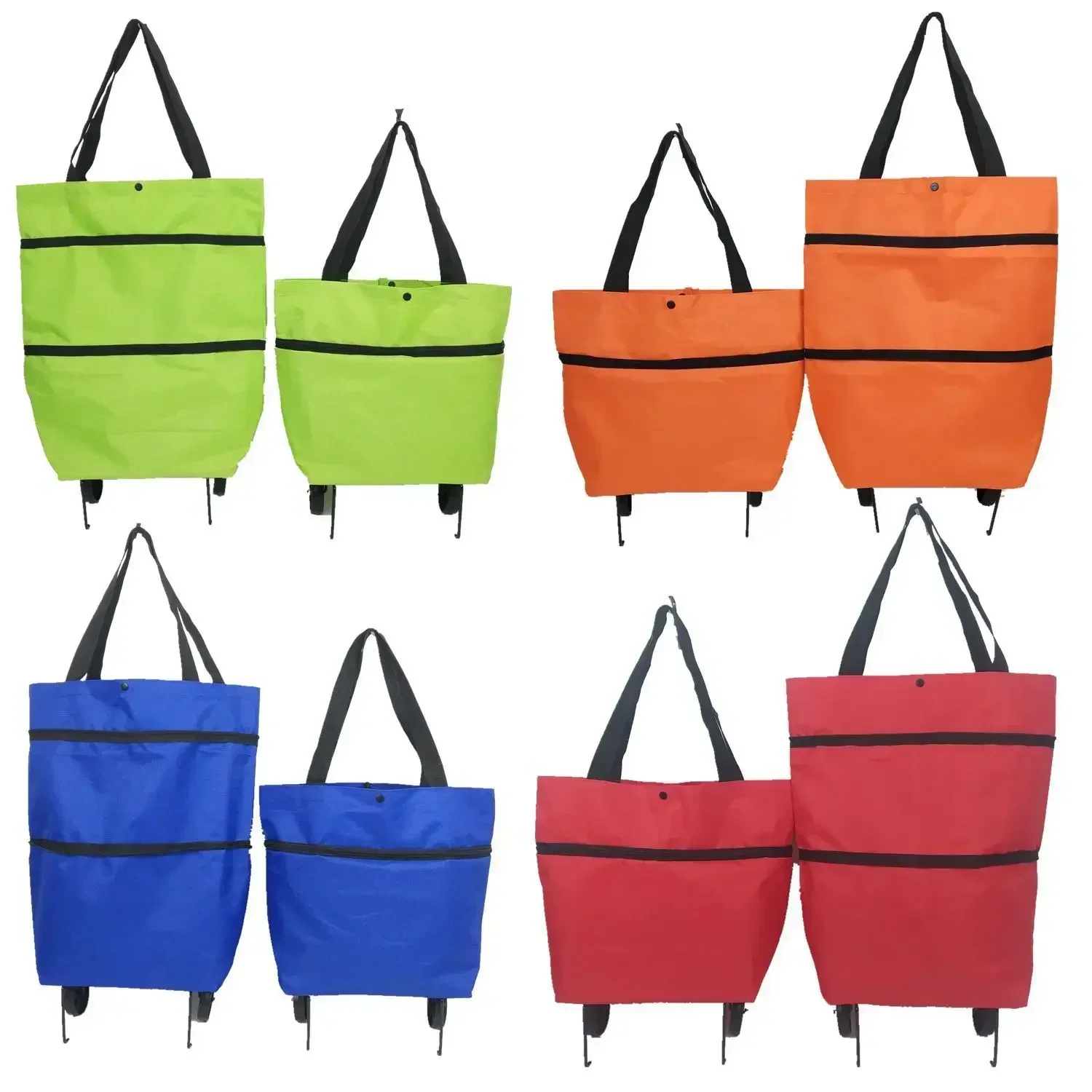 Foldable Wheeled Shopping Cart Lightweight Portable Grocery Bag Pull Handle