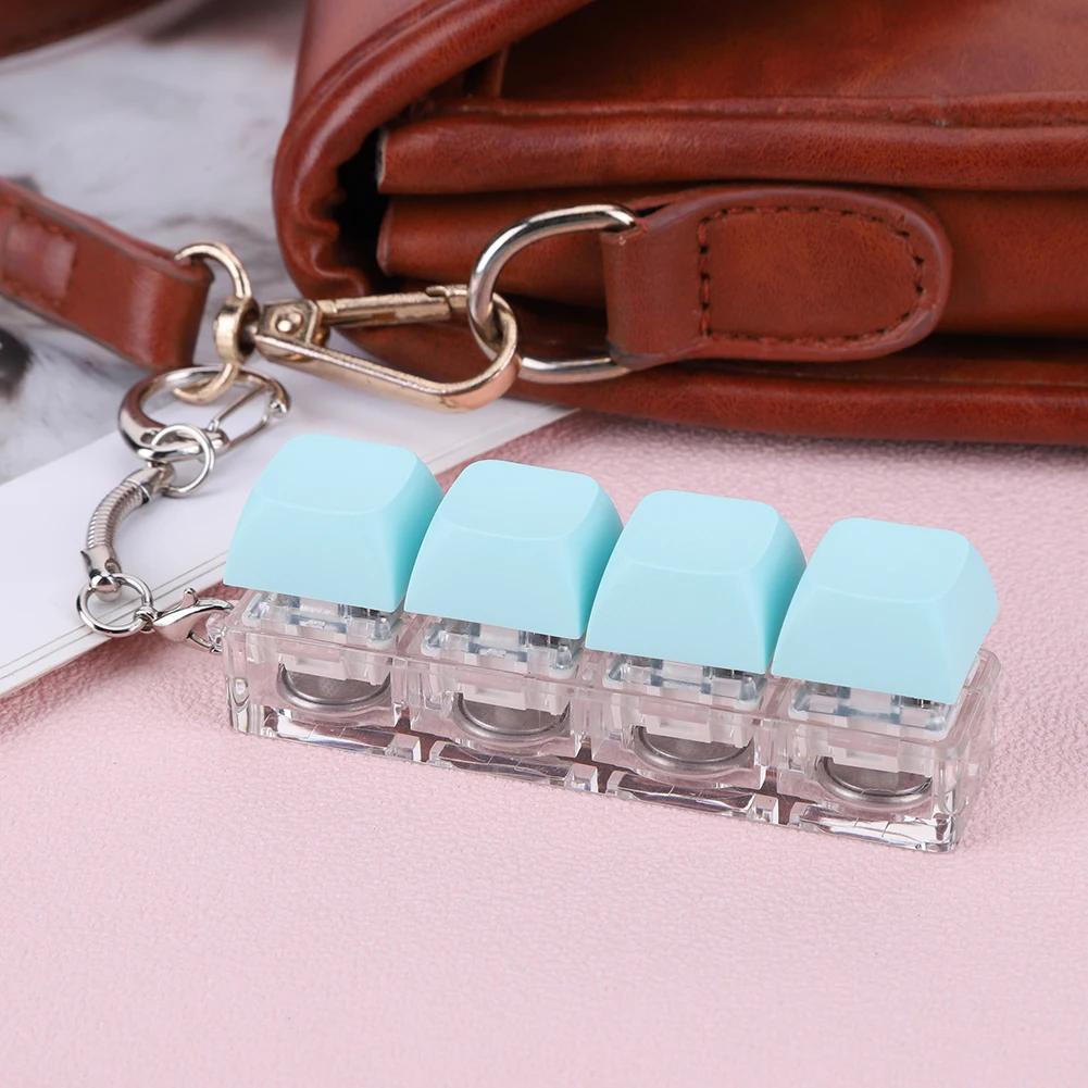Teclado fidget chaveiro 4 teclas clicker de teclado com luz led teclado fidget diy teclado cubo para adultos e crianças