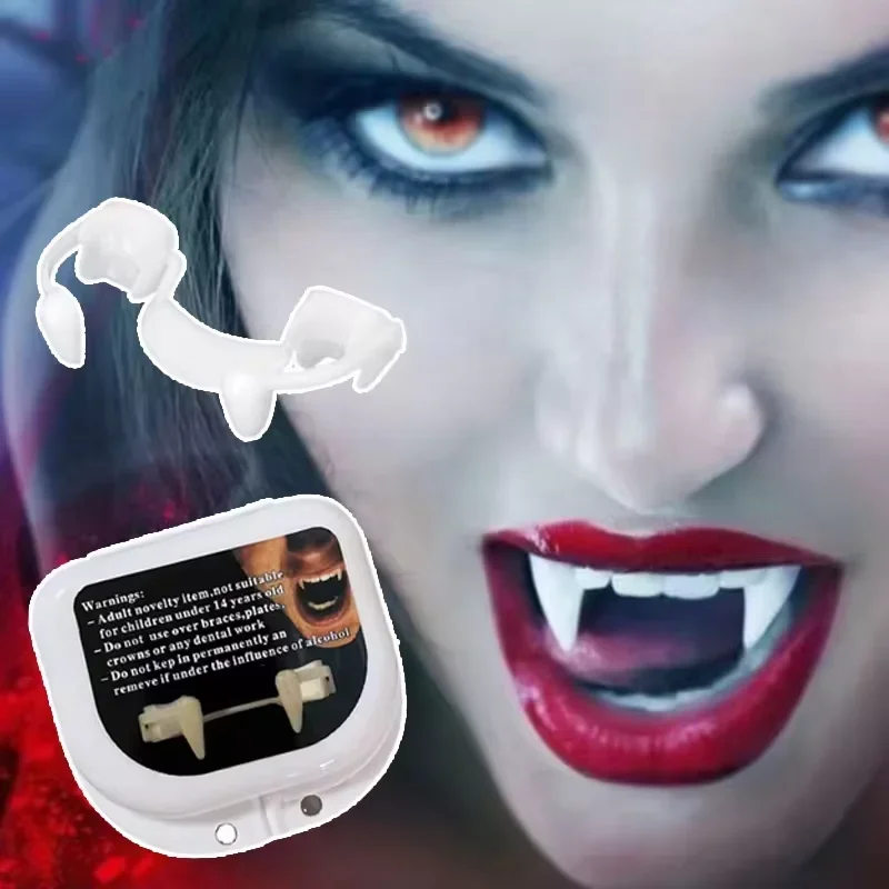Retractable Vampire Teeth Halloween Decoration Dracula Fake Teeth Monster Werewolf Fangs Cosplay Costume Prop for Adult Kids