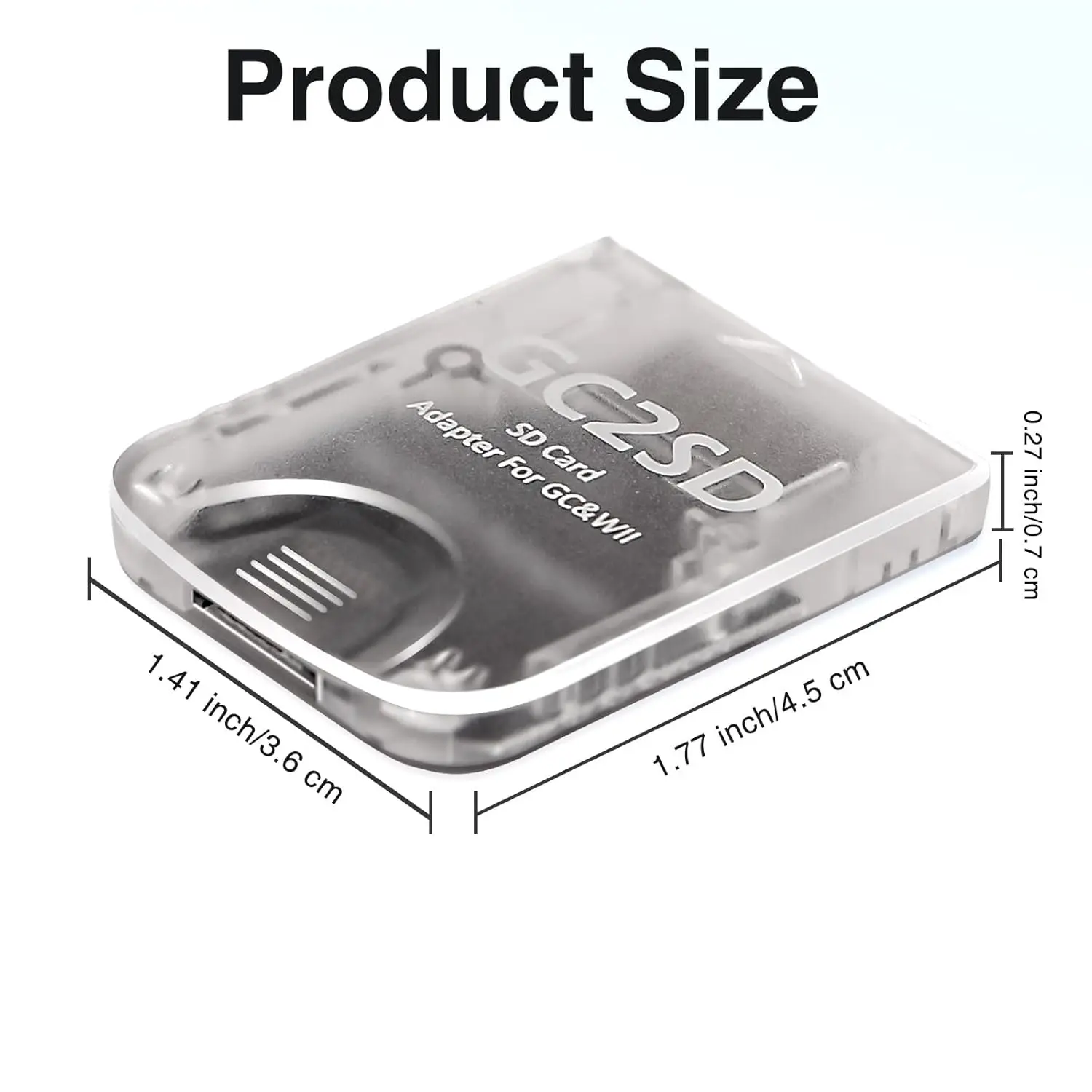 GC2SD Adapter for Gamecube & Wii – 512GB MicroSD Converter, Plug & Play, Transparent Shell – Backup & Transfer Saves Easily