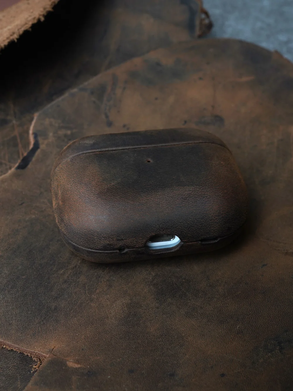 Italienische Crazy Horse-Echtledertasche für AirPods Pro 3 und 2 Luxushüllen, kabellose Bluetooth-Headset-Abdeckung – Detail 6