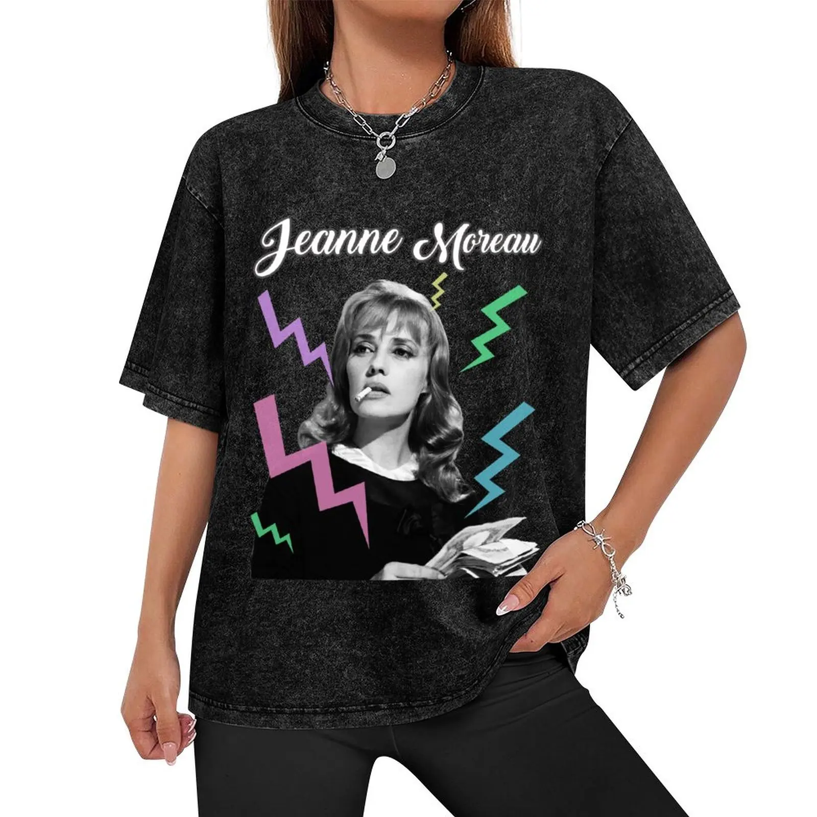 Jeanne Moreau - Godard/Malle - French New Wave vintage 60s actress T-Shirt summer top man t shirt mens cotton t shirts