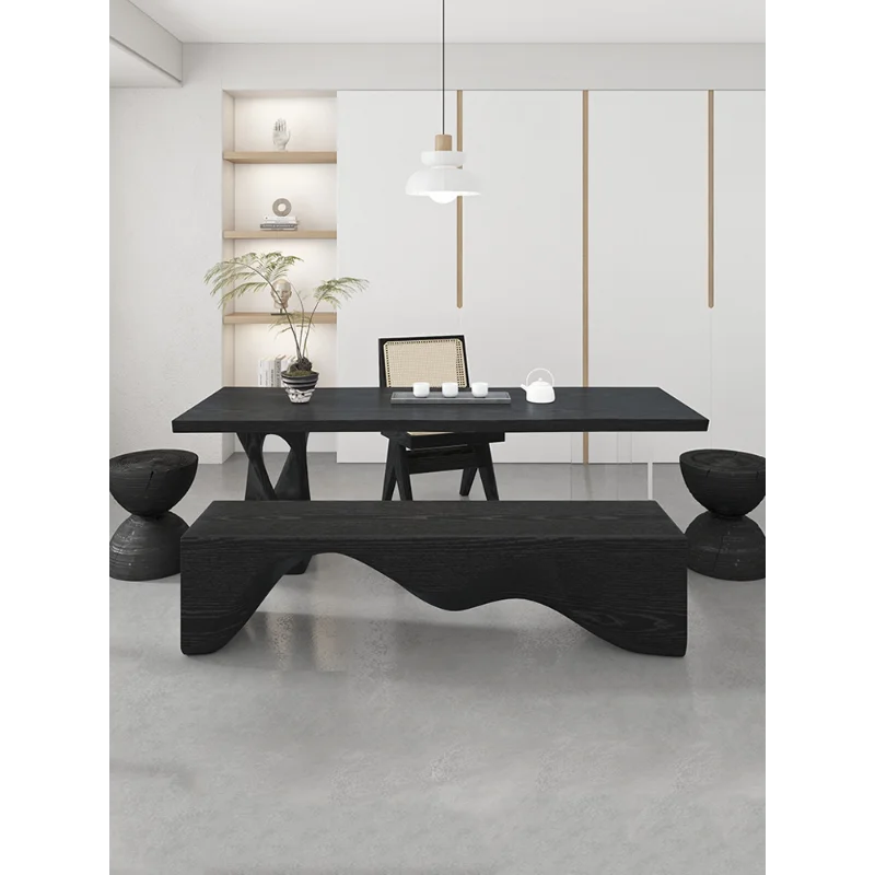 طاولة قهوة من الخشب الصلب الأسود لغرفة المعيشة، ضوء منزلي فاخر، طاولة شاي إبداعية من الأكريليك للمكتب، طاولة شاي متفحمة كبيرة