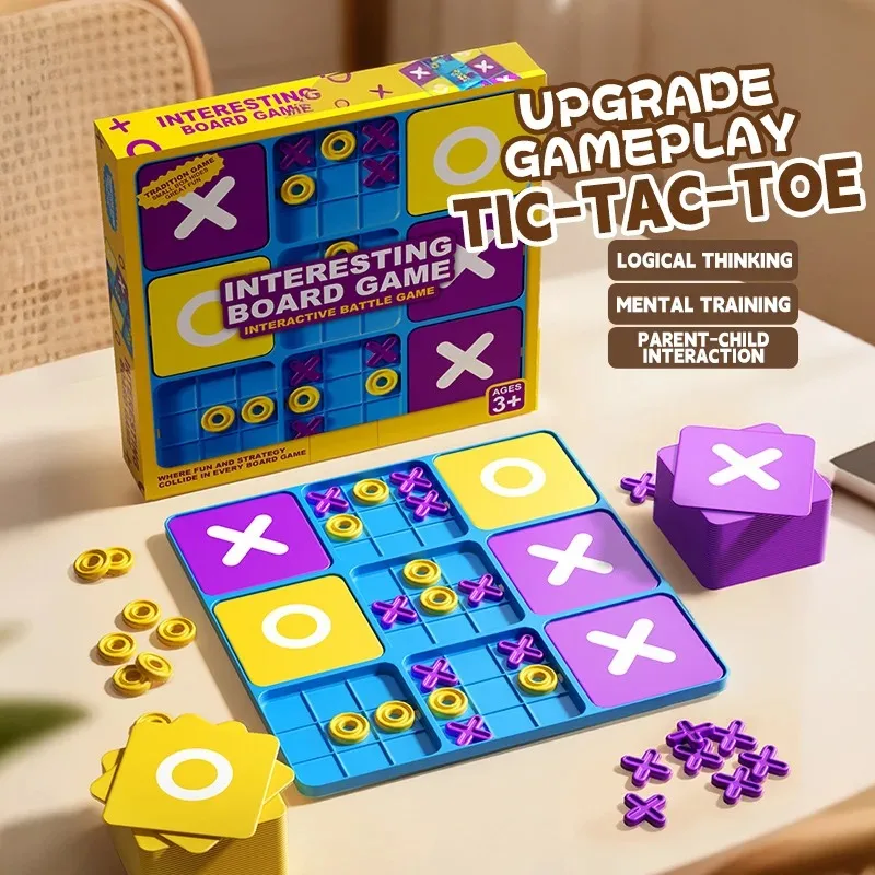 Kids Early Learning Toys - Tic Tac Toe Game Set, Educational Logic Training Puzzle, Montessori Travel Board Games for Children