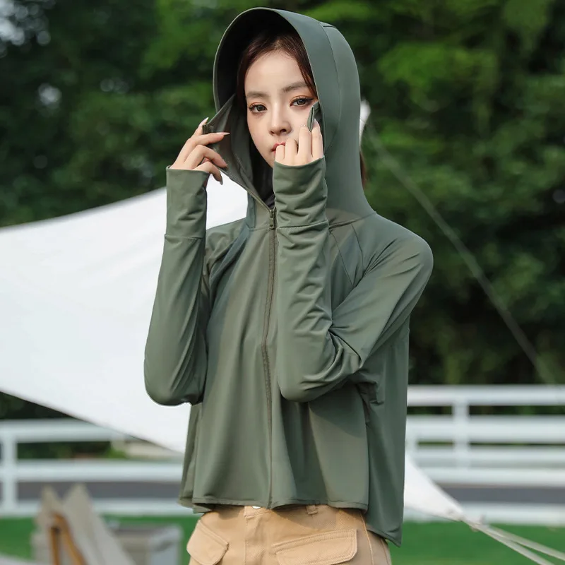 

Women UPF50+ Sun Protection Jacket Summer Thin UV Protective Black Coating Poncho Outerwear Girls SSummer Un Protection Clothing