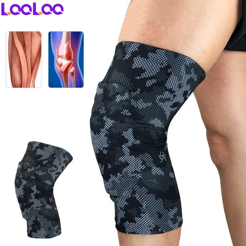 1Pcs Knee Pads with Anti-Slip Honeycomb  Leg Sleeve for Men Women  Volleyball Baseball Football Gym Powerlifting Wrestling