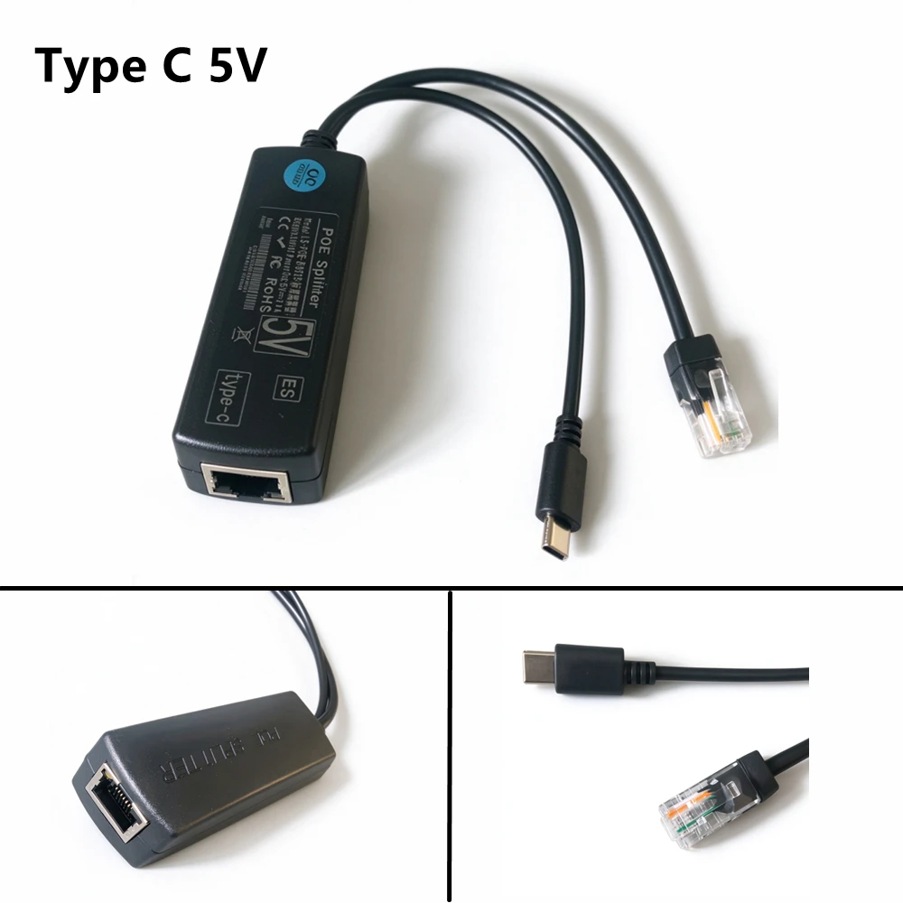 1/2 Pieces 10M/100M 48V To 5V/12V POE Splitter Standard Isolated Type-C USB/DC 12V Power Supply Module POE Splitter