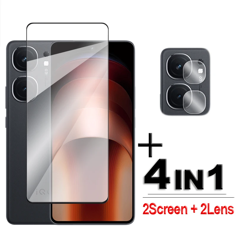 4in1 For IQOO Neo9 Pro Glass For IQOO Neo6 Neo7 Neo8 Neo9 Pro Tempered Glass 2.5D Full Cover Screen Protector For Neo9 Lens Film