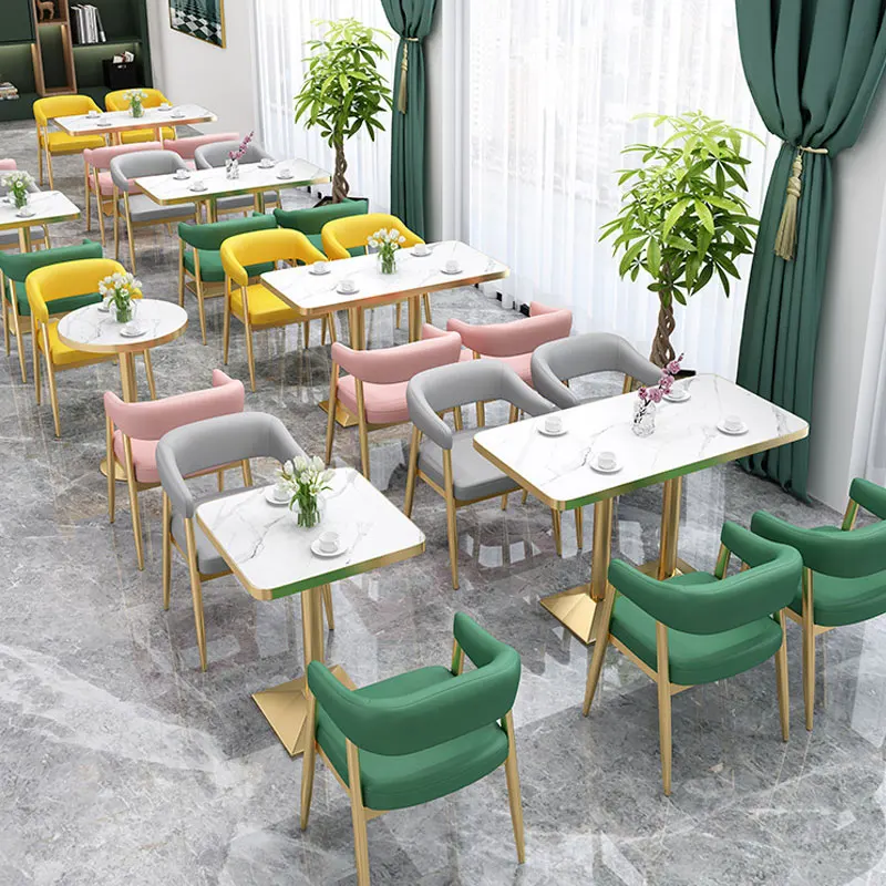 & Wholesale Round Restaurant Set 1 Table 4 Chair From Foshan Suppliers with Metal Stainless Steel Table Legs