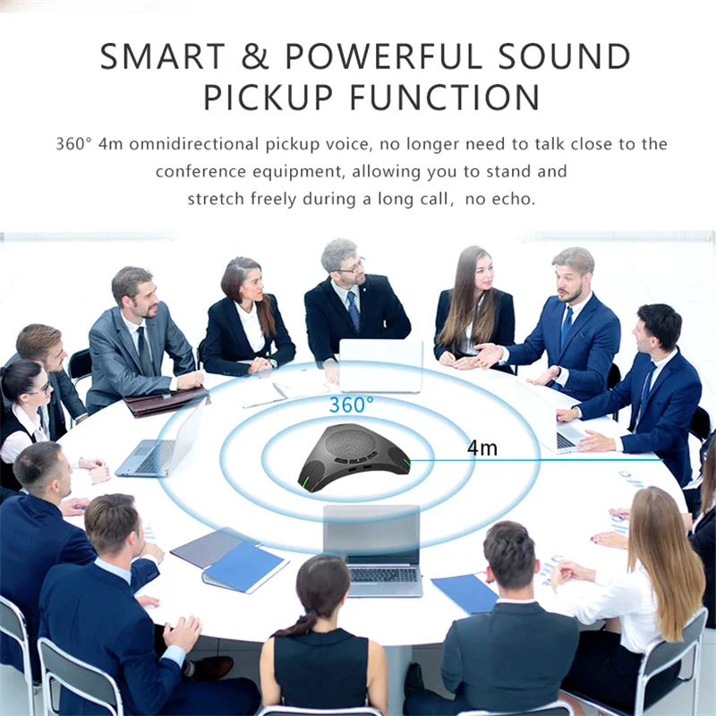 USB Speakerphone Video Conference Microphone Equipment Desktop Mic for Online Business Meet 360° Voice Pickup