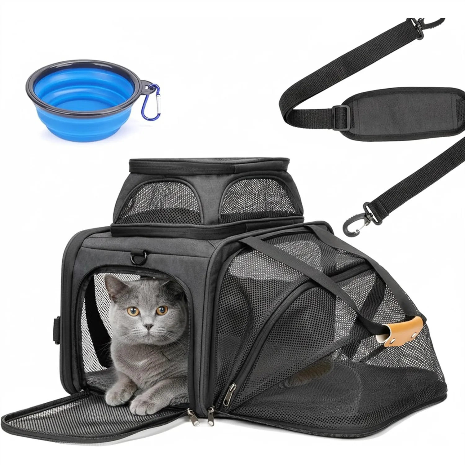 

Cat Carrier for Travel, Expandable Airline-Approved Soft-Sided Pet Bag with Breathable Mesh and Fleece Pad