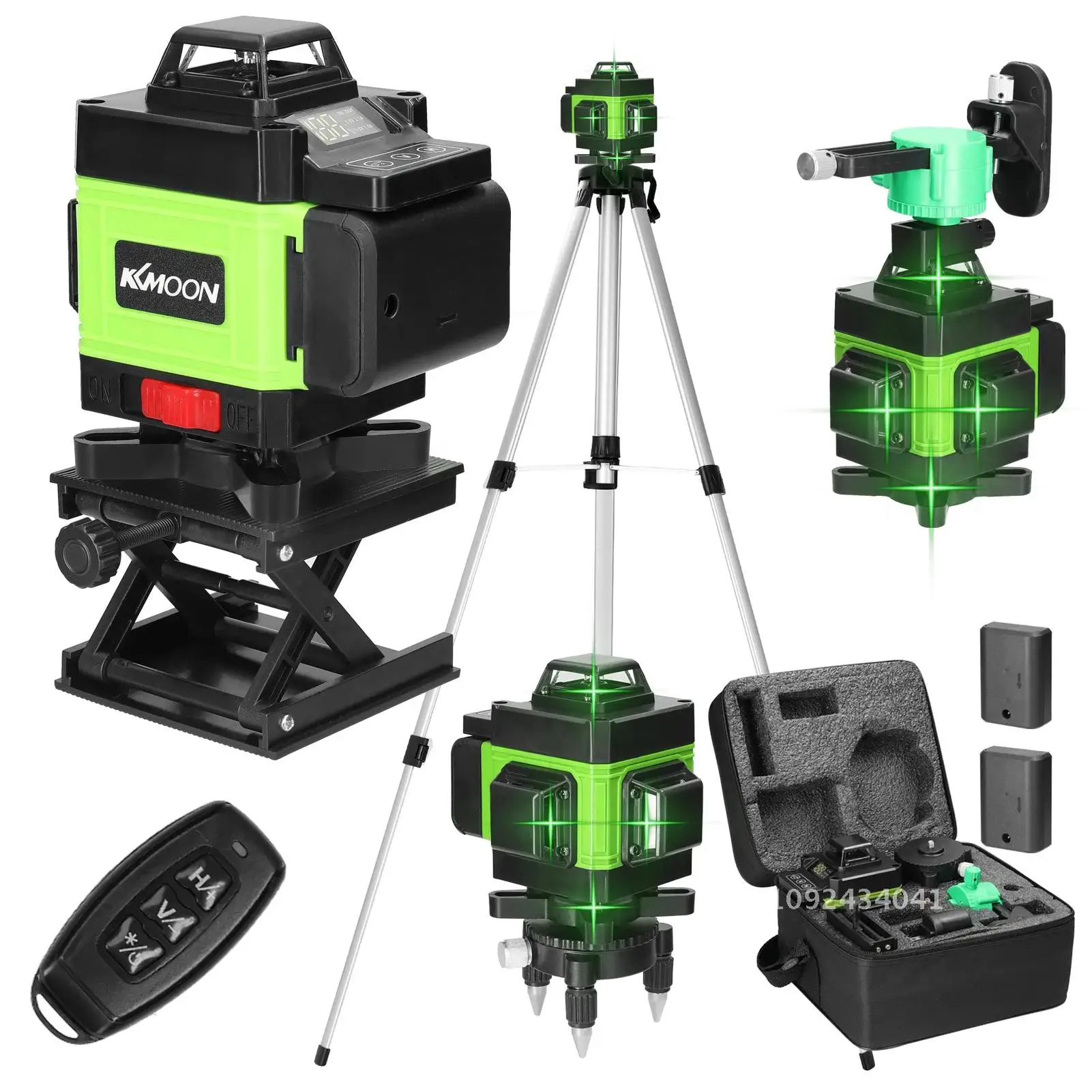 4D 16 Lines Laser Level 2 Batteries Self-leveling Laser Level Machine Horizontal Vertical Cross Lines Extension Bar Tripod Stand