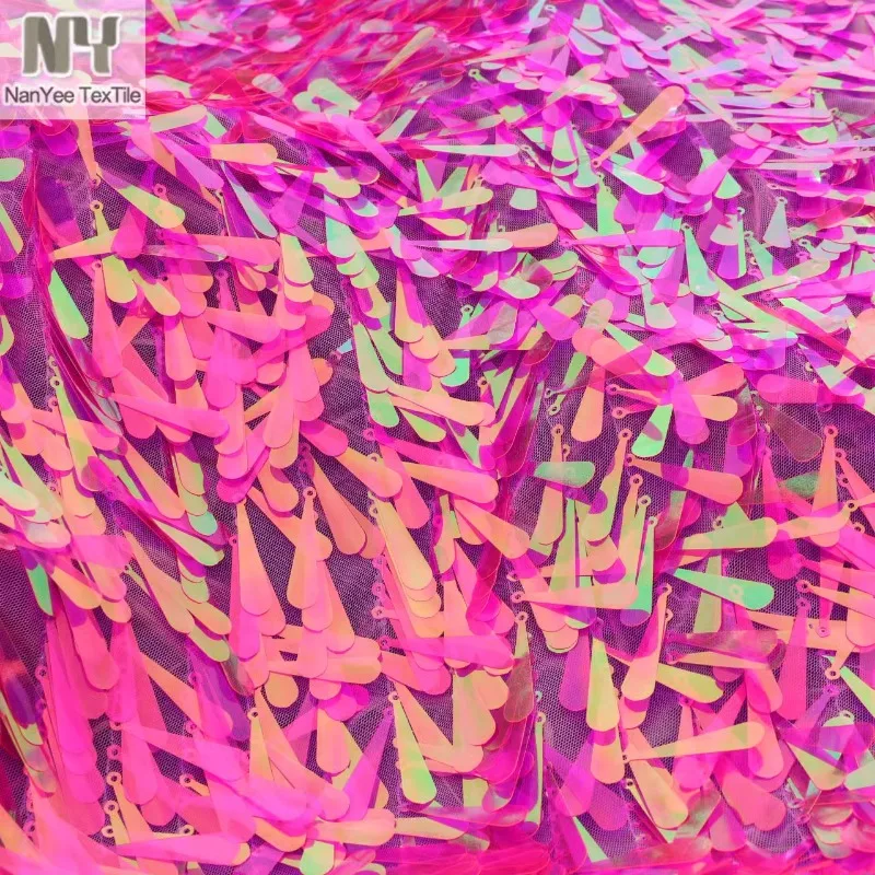 Sequin Fabric for Dress Stage Costumes Fluorescent Cone Baseball Gourd Shape Designer Handmade Diy Sewing Material Cloth