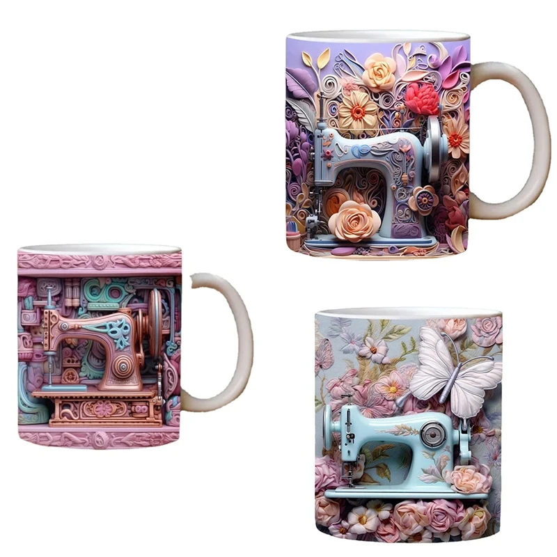 New 3D Sewing Painted Mug Creative 3D Space Mug Christmas Gift Home Decor Mugs Coffee Cups Room Decoration And Display