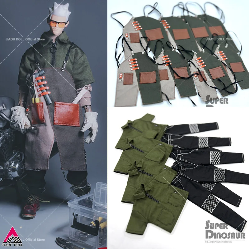 Delantal funcional de Barista a escala 1/6, camiseta de media manga, pantalones ajustados, ropa, modelo ajustado, figura de acción de soldado masculino de 12 pulgadas