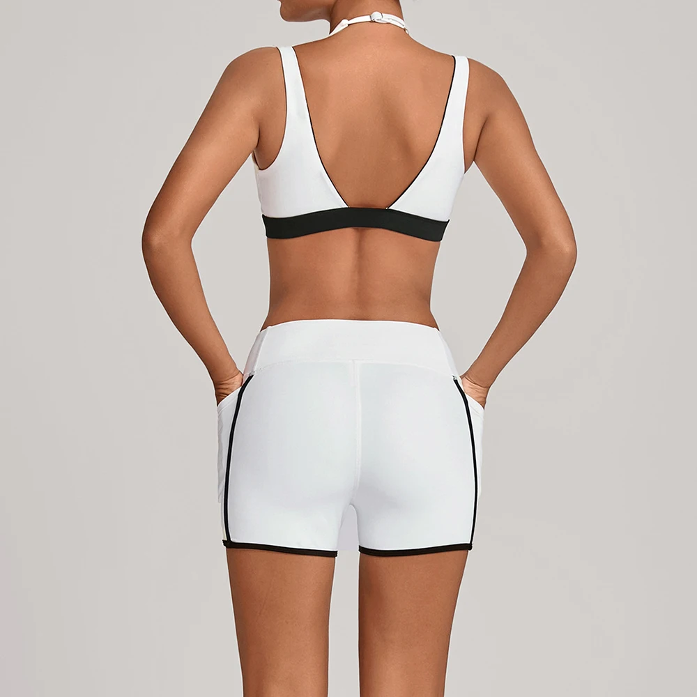 النساء 2 قطعة بدلة اللياقة البدنية الصالة الرياضية اليوغا مجموعة الرياضة تجريب رياضية الإناث رياضة الصدرية الدراجات السراويل دعوى ملابس لليوجا ملابس رياضية #6