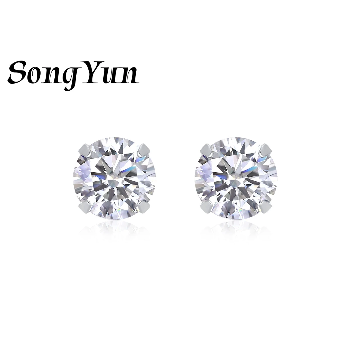 

SONGYUN Brand Jewelry 925 Sterling Silver Earrings D Color VVS Moissanite Diamond Stud Earring 18K Rose Gold Plated Fine Jewelry