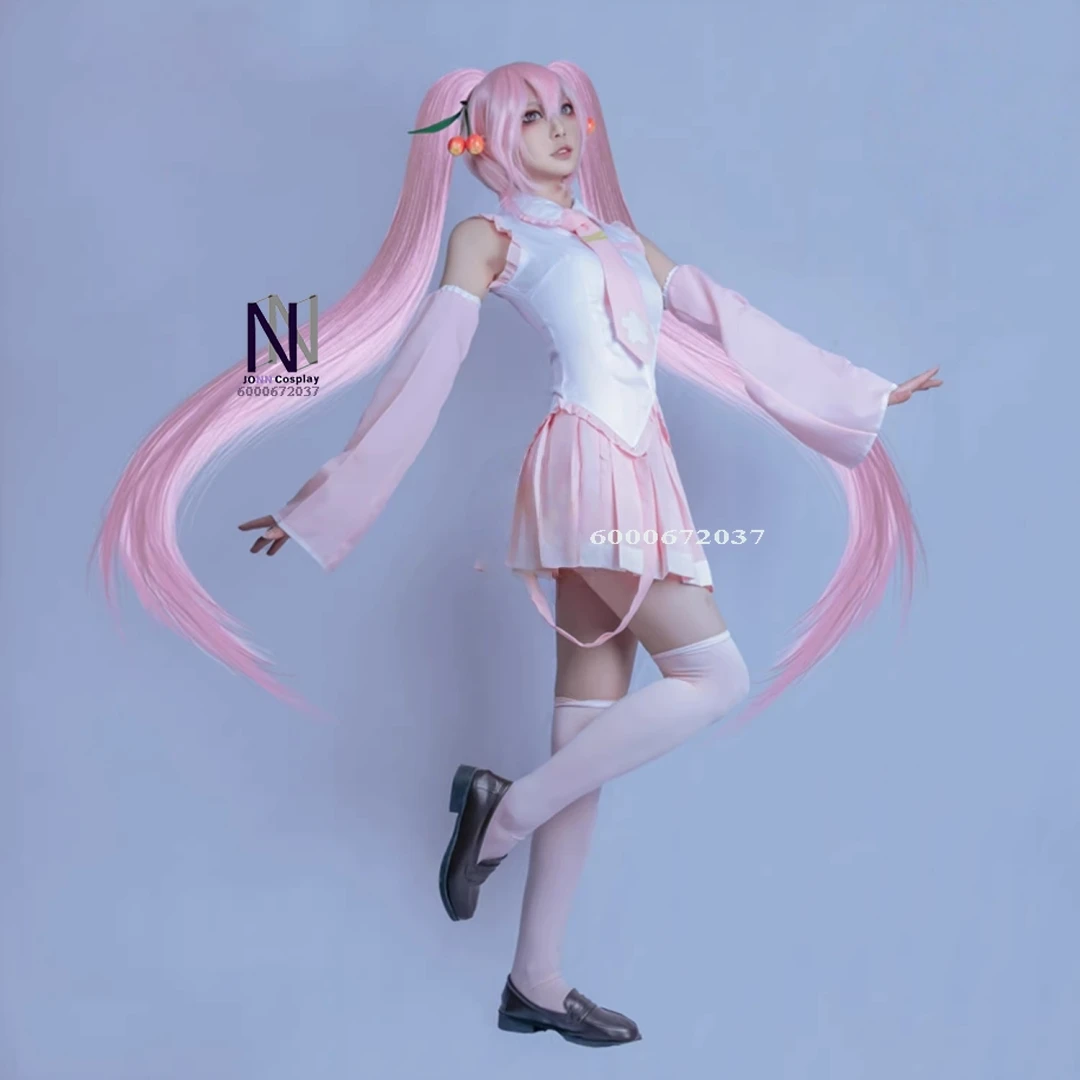 

Popular Virtual Idol Cosplay Costume Anime Role Playing Official Outfit Pink JK Dress Wig for Women Adult Comic Con Halloween