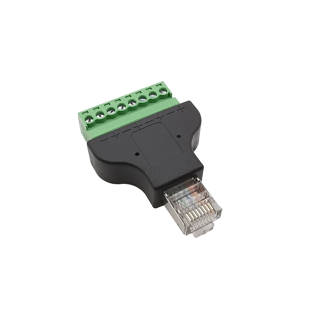 1Pcs RJ45 to Screw Terminal Block 8P Connector Ethernet Male Female to 8 pin Screw Terminal Network Adapter for CCTV DVR