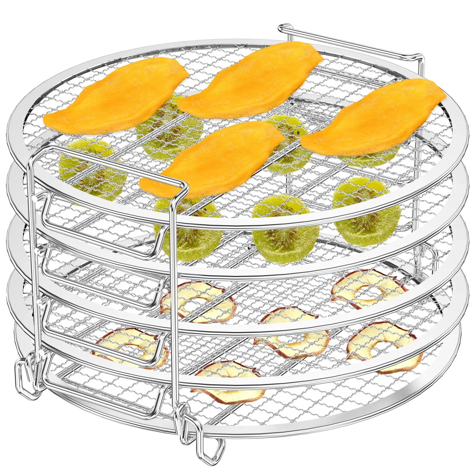 

5-Layer Air Fryer Dehydrator Rack Food Grade Stainless Steel Grilling Rack Toast Rack Stackable Multi-Layer Cooking Rack