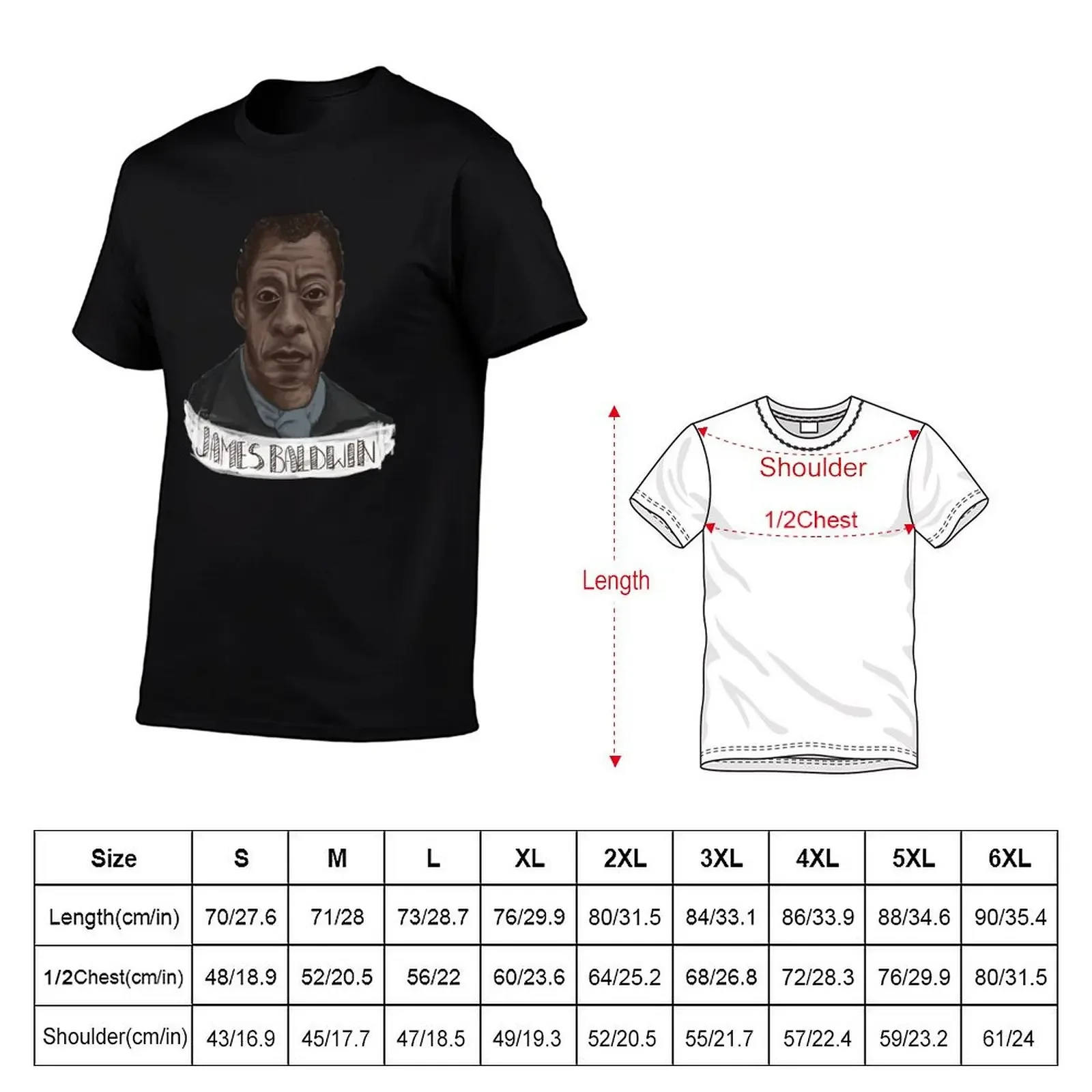 James Baldwin T-Shirt anime figures blacks customs men t shirts