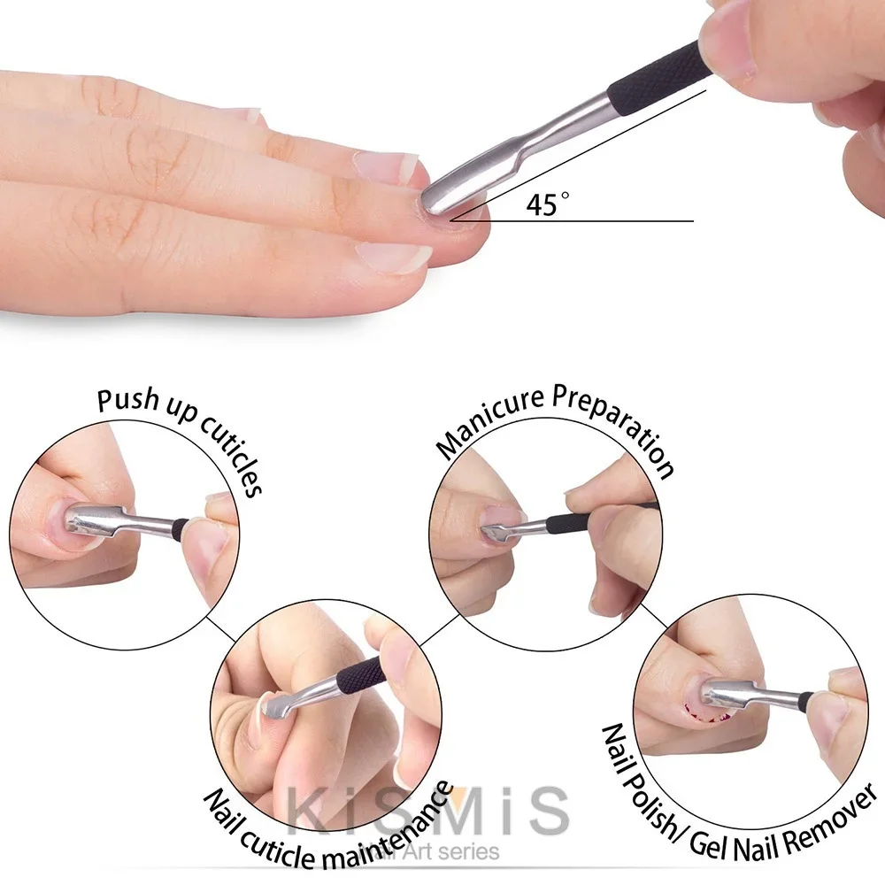 Ensemble d'outils pour enlever les cuticules, coupe-cuticules et poussoir, pince professionnelle en acier inoxydable pour le soin des ongles, 2 pièces