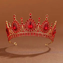 Baroque Queen Green Crown Crystal Tiaras and Crowns for Women Halloween Costume Hair Accessories