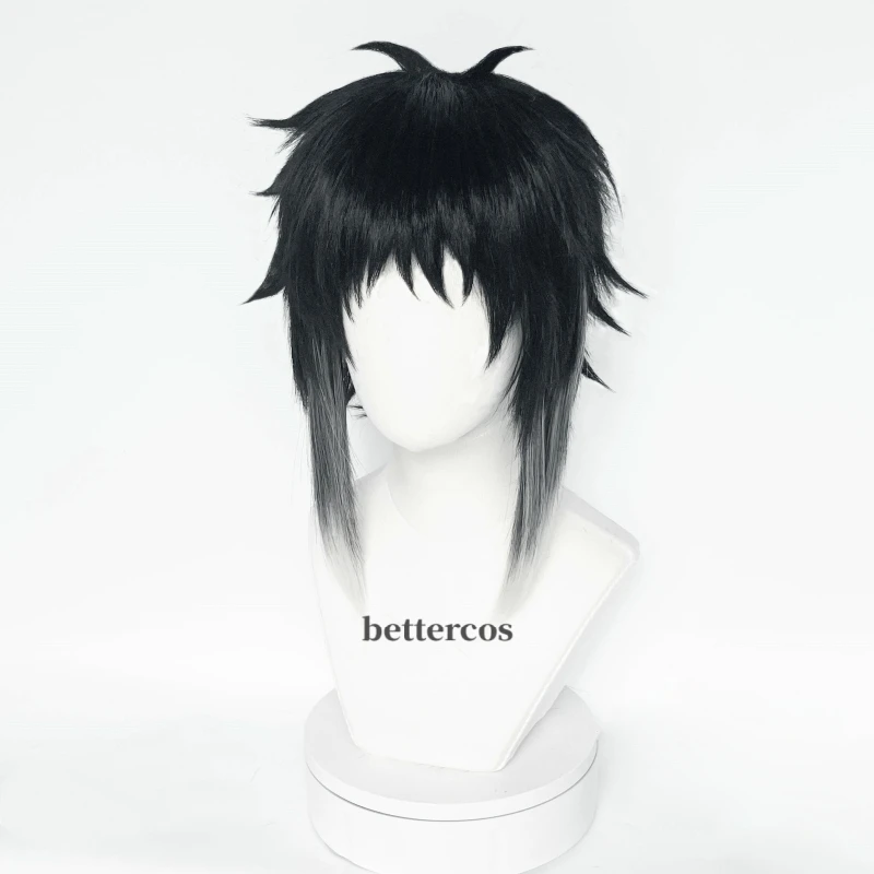 Ryunosuke Akutagawa Cosplay Peruca, Cabelo resistente ao calor, Preto e branco, Boné Anime