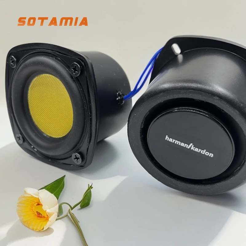 SOTAMIA 1 шт. 3-дюймовый сабвуфер, динамик с звуковой полостью, 4 Ом, 20 Вт, черный/желтый, из стекловолокна, водонепроницаемый электрический автомобильный динамик HIFI