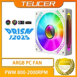 TEUCER 1PCS Prism12025 PC Case Fan 120mm 5V 3Pin ARGB Cyclic Mirror Light Effect PWM 800 to 2000RPM Cooling Fan
