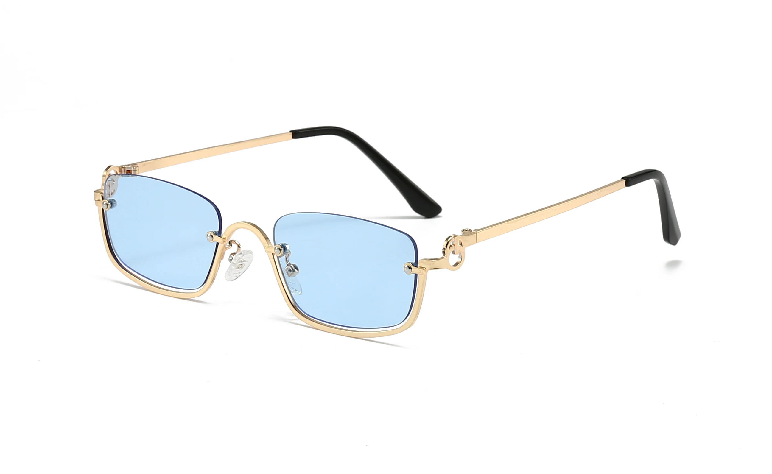 

Женские металлические квадратные солнцезащитные очки в полуоправе, роскошные брендовые маленькие металлические прямоугольные черные солнцезащитные очки в стиле ретро, женские модные очки