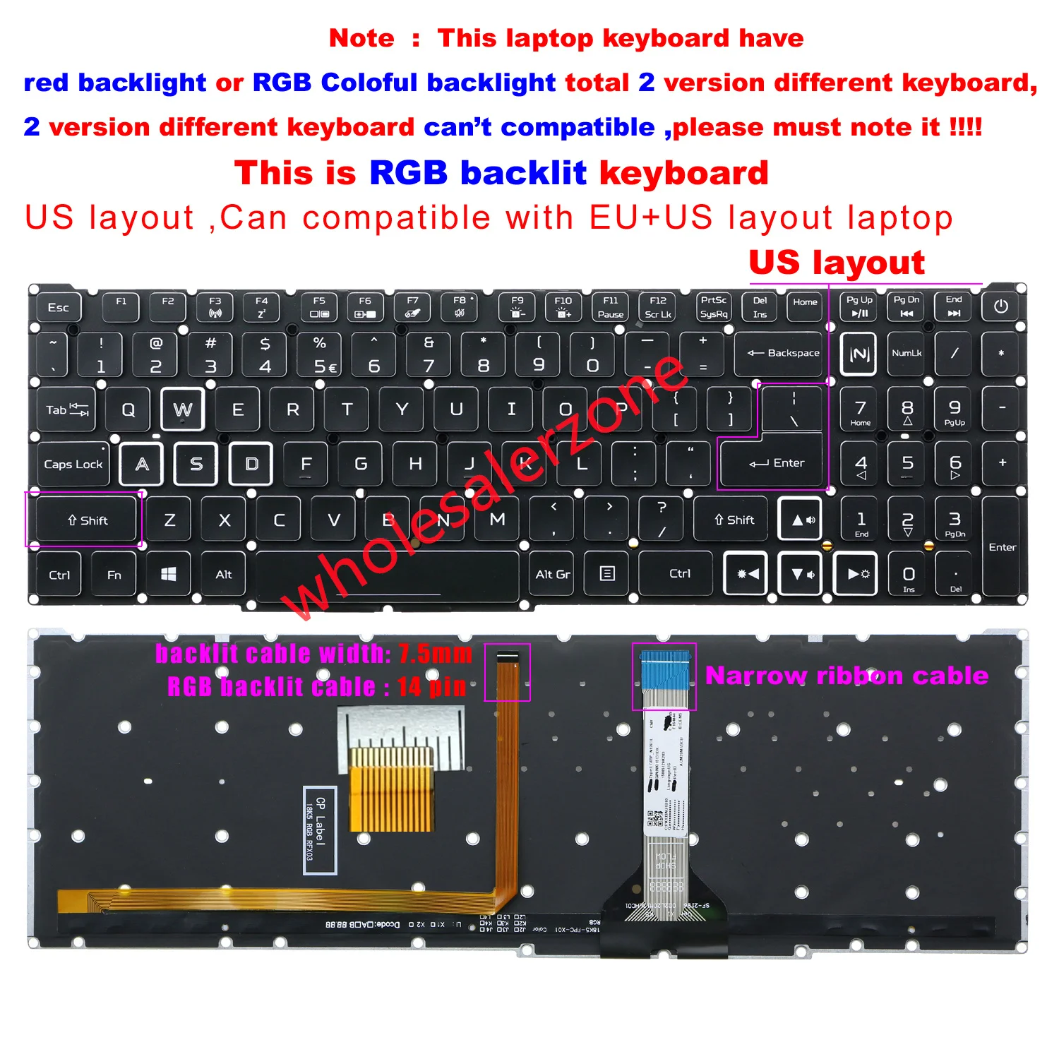 جديد لشركة أيسر أسباير AN515-55 AN515-56 AN515-57 ، المفترس هيليوس PH315-53 PH315-54 PH317-54 سلسلة الكمبيوتر المحمول لوحة المفاتيح الأمريكية