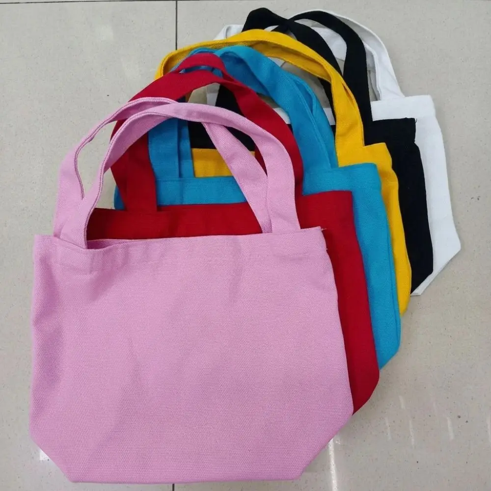 Portable Cotton Canvas Handbag Handheld Reusable Shoulder Handbag Washable Mini Tote Bag Daily