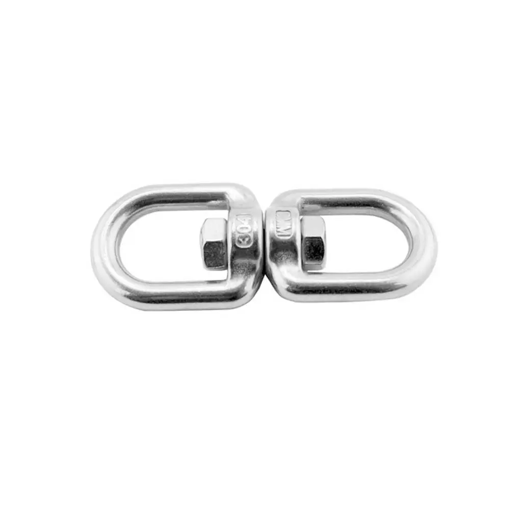 Rotating Carabiner 6mm Swivel Double Loops Stainless Steel Two Ended Hook Quick Link for Outdoor Mountaineering
