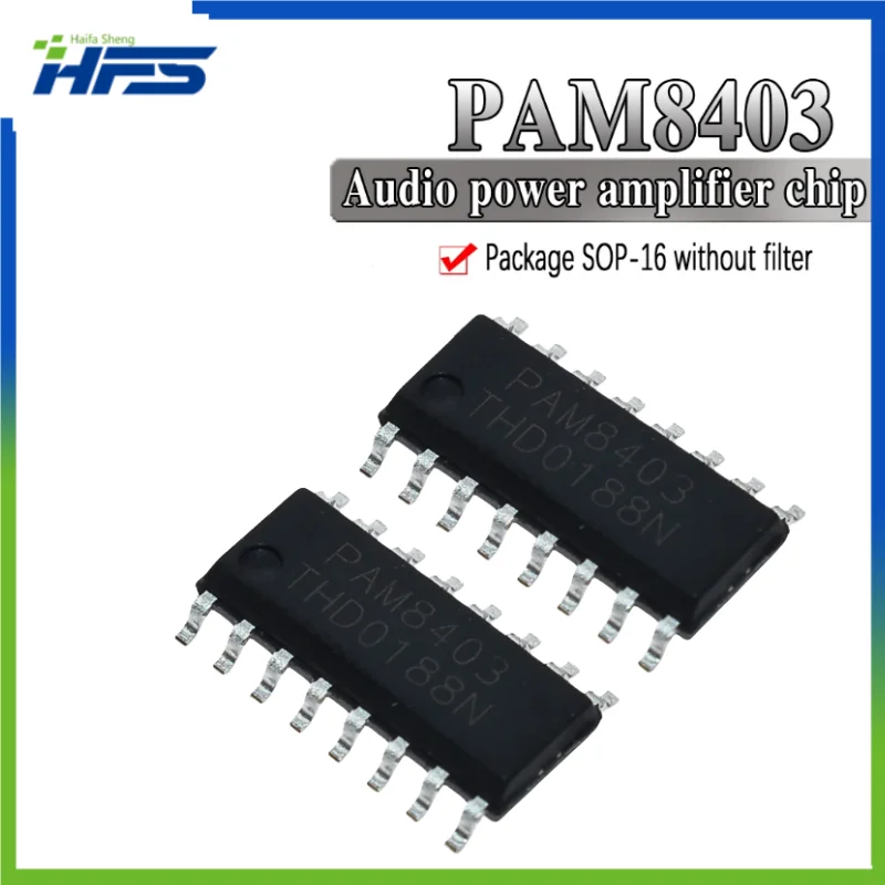 

PAM8403 Class D Stereo Audio Amplifier Chip, 3W, SOP16, 8403, 10pcs