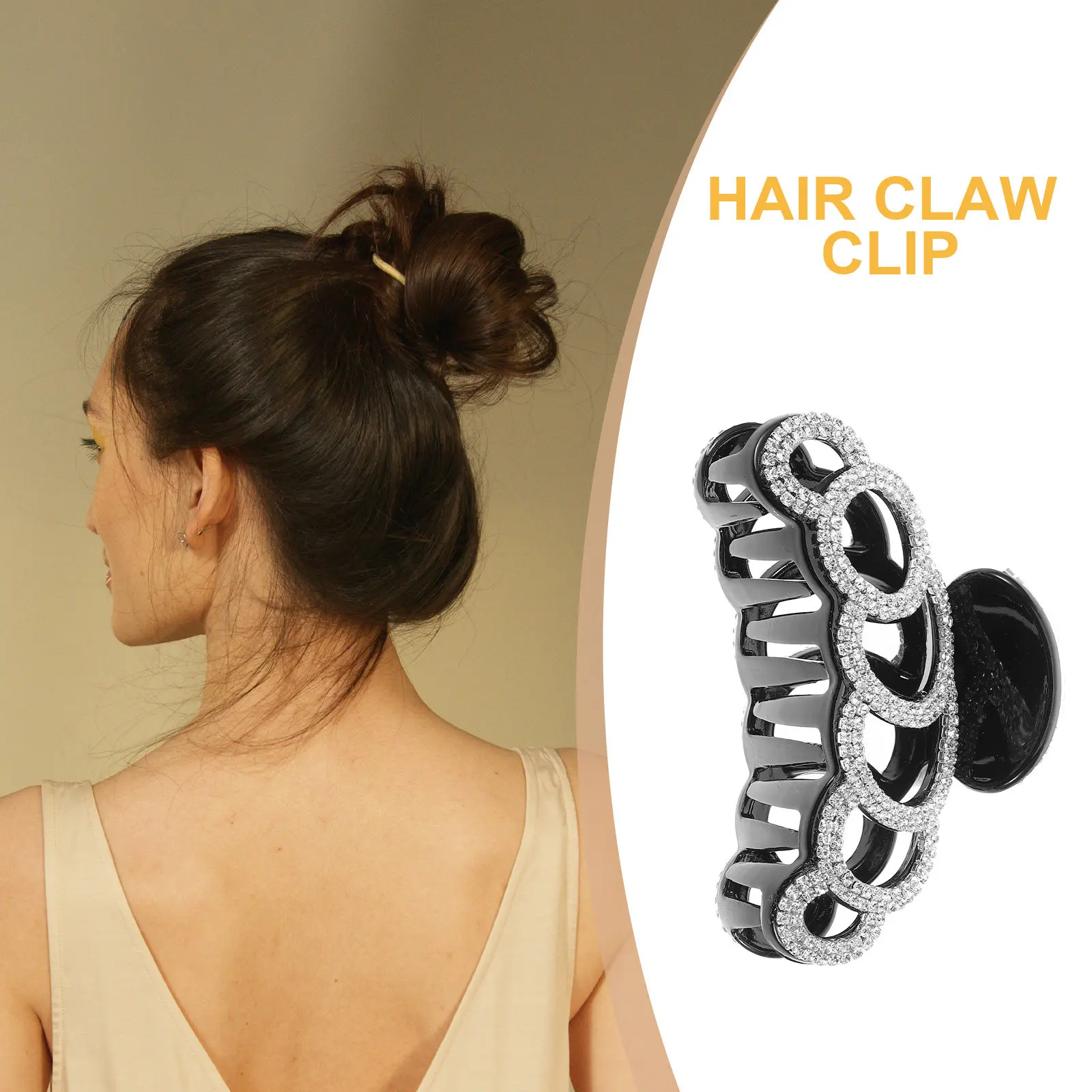 

Black Large Rhinestone Claw Clips Bedazzled Curly Hair Clamp Sparkly Hair Accessories Elegant Hair Holder Styling Decor Tools
