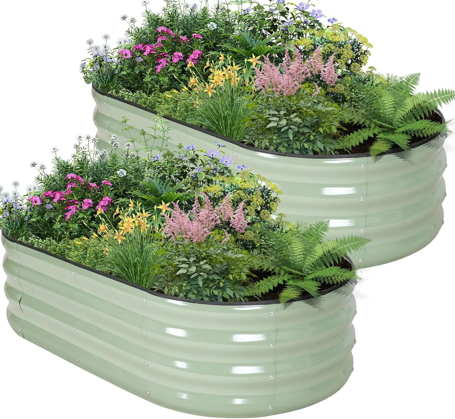 

4x2x1ft Galvanized Metal Raised Garden Bed Planter Box 2 Pack for Plants, Vegetables, Flowers, Fruits