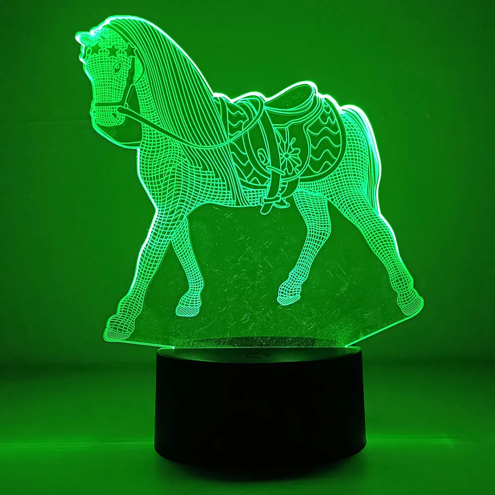 Animal Horse Night Light for Kids 3D Illusion Night Lamp Color Changing Room Decor Xmas Birthday Gifts for Children Boys Girls