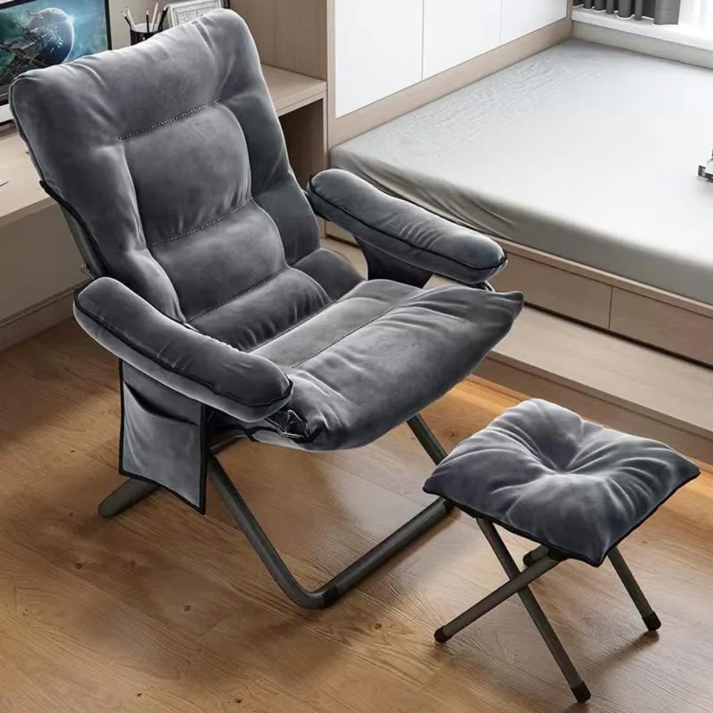 

Lazy Chair Modern Aluminum Lounge Reclining Armchair Sofa with Ottoman Comfy Reclining Chair for Living Room