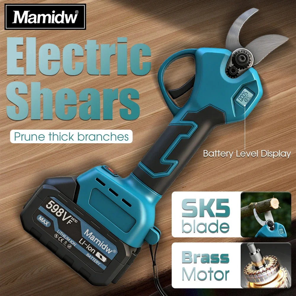 

Mamidw 3cm opening Electric garden pruning shears, shearing Large-diameter,(tool only), For Makita 18v Battery PIN