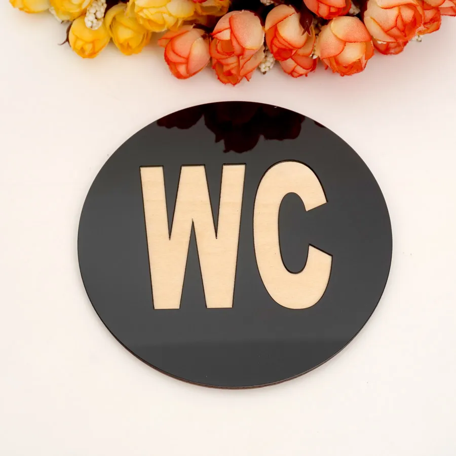 1 pçs wc porta sinal espelho adesivos de parede auto-adesivo adesivo acrílico para decoração de casa 12x12cm