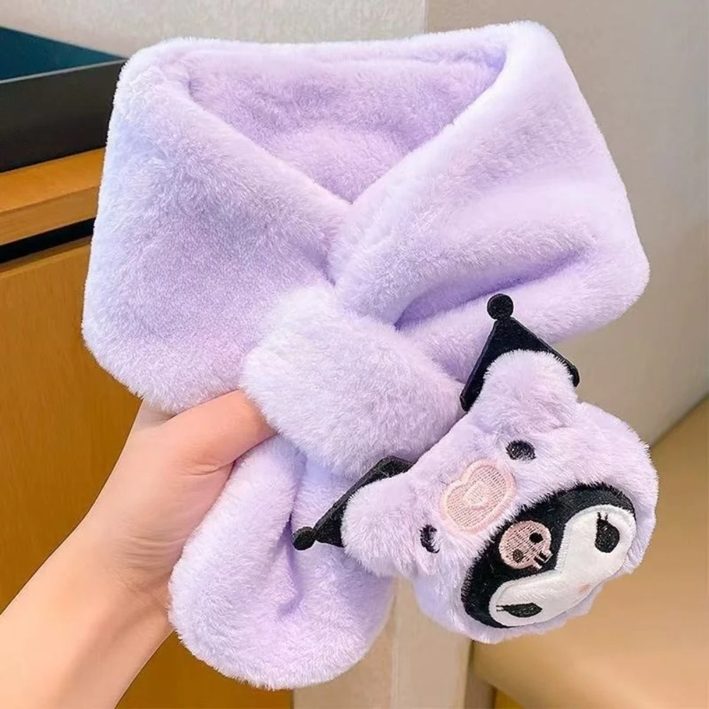 MINISO Sanrio Plush Scarf Baby Accessories Anime Cartoon Warm Accessories Girls Christmas Gifts Suitable for Girls