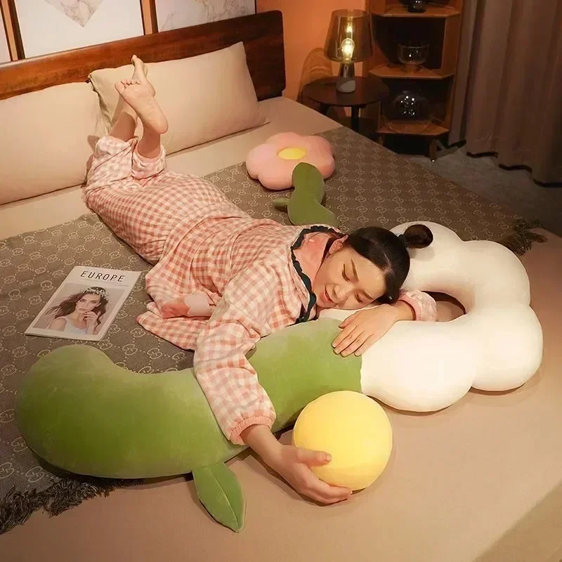 Long Sunflower Plush Body Pillow Cute Large Flower Stuffed Cushion Sofa Decorative Stuffed Body PillowBed Sleeping Back Cushion
