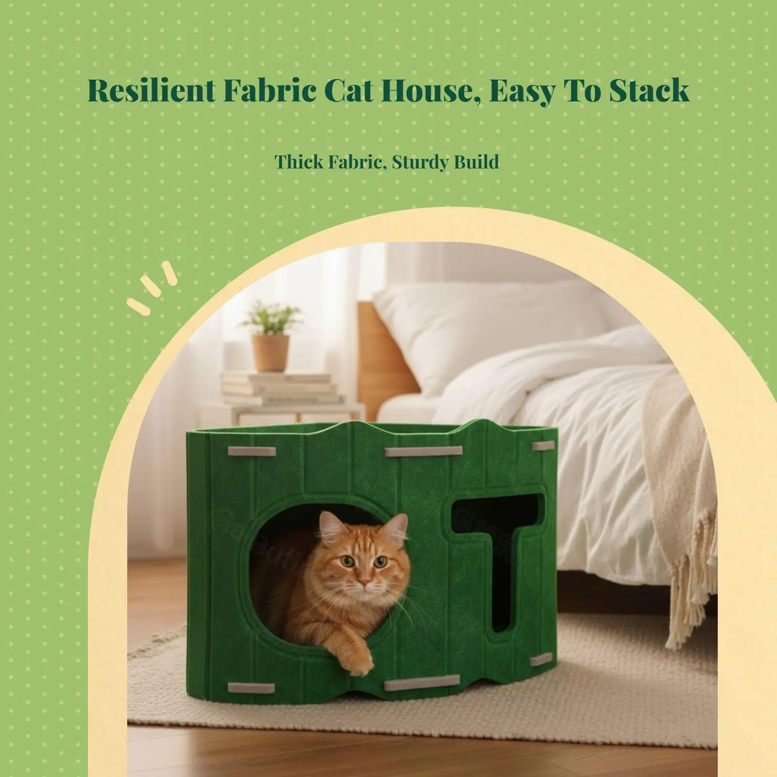 Felt Cat Scratching House Secluded Insulated Condo Bed for Indoor Cats and Small Spaces