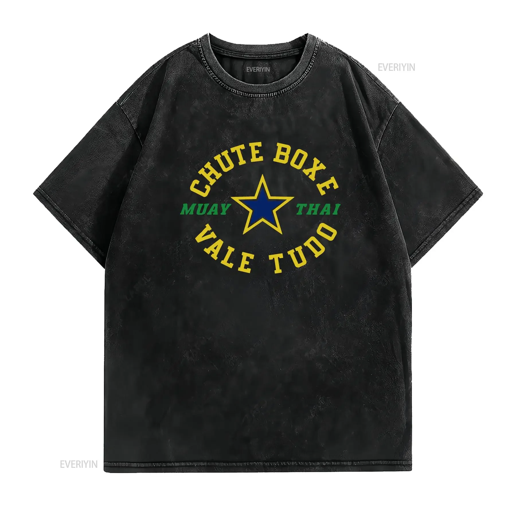 Chute Boxe Vale Tudo Muay Thai Martial Art Black Sleve T Shirt S 2XL vintage Washed Versatile Comfortable homme fashion